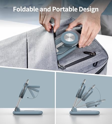 3 in 1 Magnetic Wireless Charging Station for Apple Devices, Fast Foldable Travel Mag-Safe Charger Stand with Night Light for iPhone 17 16 15 14 13 12 Series, Apple Watch/AirPods Pro, PK|B0DM8R5N69