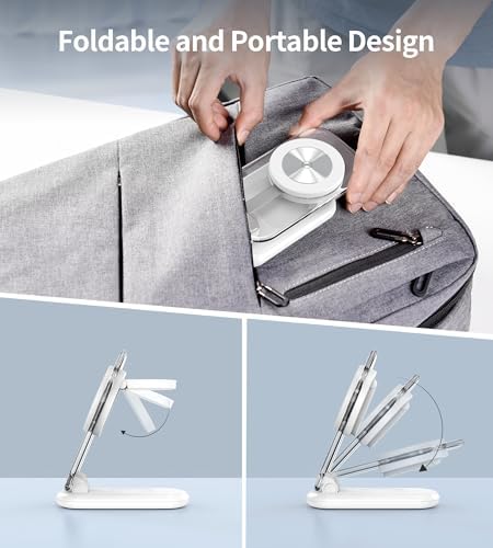 3 in 1 Magnetic Wireless Charging Station for Apple Devices, Fast Foldable Travel Mag-Safe Charger Stand with Night Light for iPhone 17 16 15 14 13 12 Series, Apple Watch/AirPods Pro, PK|B0DM8R5N69