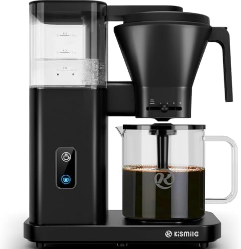 Kismile 8 Cup Drip Coffee Maker Machine, Pour Over Coffee Brew with 3s Instant Heat 197-205℉, Removable Water Tank, Adjustable Flow Control, Deep Cold Brew & Keep Warm 40 Min, Easy to Clean(Black)|B0FQV6FPPM