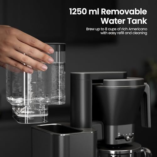 Kismile 8 Cup Drip Coffee Maker Machine, Pour Over Coffee Brew with 3s Instant Heat 197-205℉, Removable Water Tank, Adjustable Flow Control, Deep Cold Brew & Keep Warm 40 Min, Easy to Clean(Black)|B0FQV6FPPM