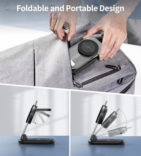 3 in 1 Magnetic Wireless Charging Station for Apple Devices, Fast Foldable Travel Mag-Safe Charger Stand with Night Light for iPhone 17 16 15 14 13 12 Series, Apple Watch/AirPods Pro, PK|B0DM8R5N69