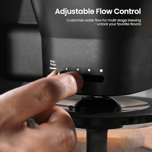 Kismile 8 Cup Drip Coffee Maker Machine, Pour Over Coffee Brew with 3s Instant Heat 197-205℉, Removable Water Tank, Adjustable Flow Control, Deep Cold Brew & Keep Warm 40 Min, Easy to Clean(Black)|B0FQV6FPPM