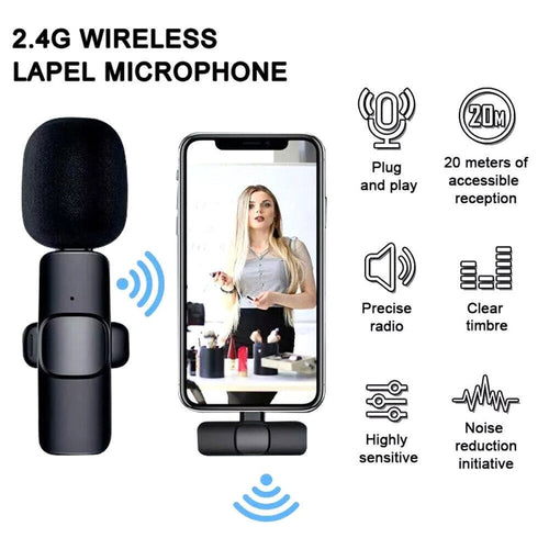 Lavalier Microphone Wireless Audio Video Recording Mini Mic For