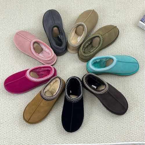 Cozy Women's Fuzzy Slippers Genuine Suede Slip On Memory Foam Shoes