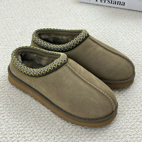 Cozy Women's Fuzzy Slippers Genuine Suede Slip On Memory Foam Shoes