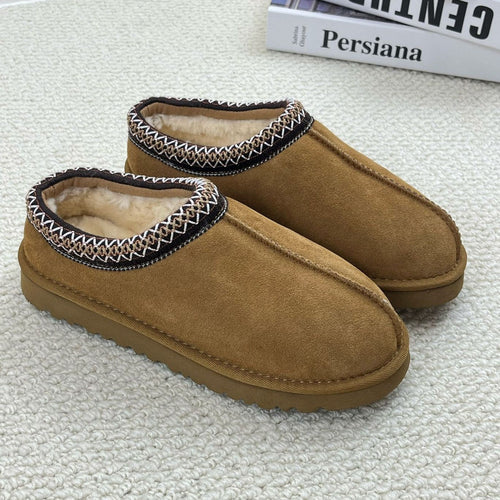 Cozy Women's Fuzzy Slippers Genuine Suede Slip On Memory Foam Shoes