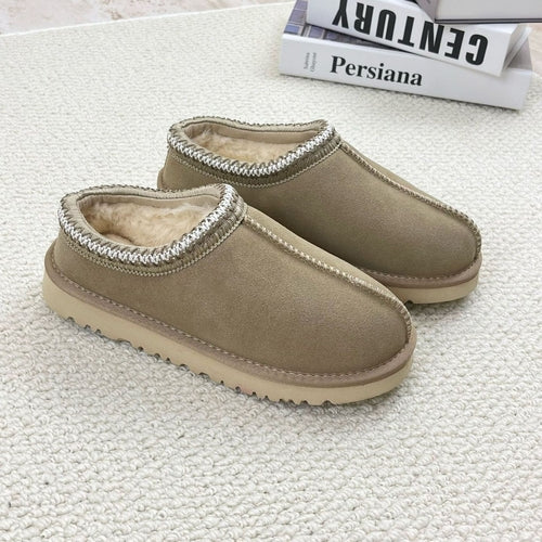 Cozy Women's Fuzzy Slippers Genuine Suede Slip On Memory Foam Shoes