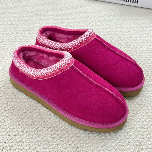 Cozy Women's Fuzzy Slippers Genuine Suede Slip On Memory Foam Shoes